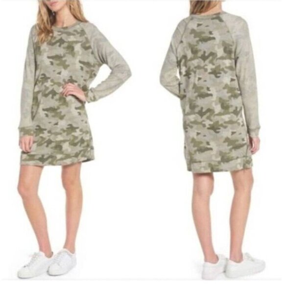 Rails Dresses & Skirts - RAILS Georgia Camo Sweater Shirt Dress Side Zippers Women’s Size M
